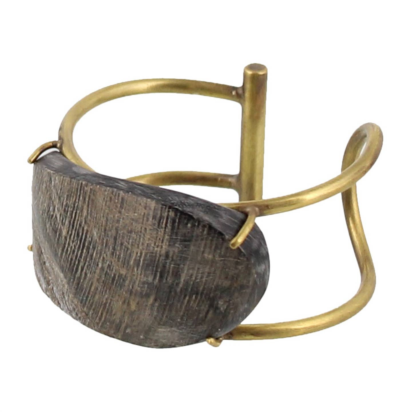 One-of-a-Kind Horn Accent Brass Bangle - Image 2