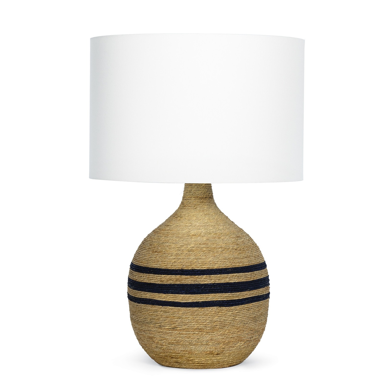 Handcrafted Jute Table Lamp with Black Stripes