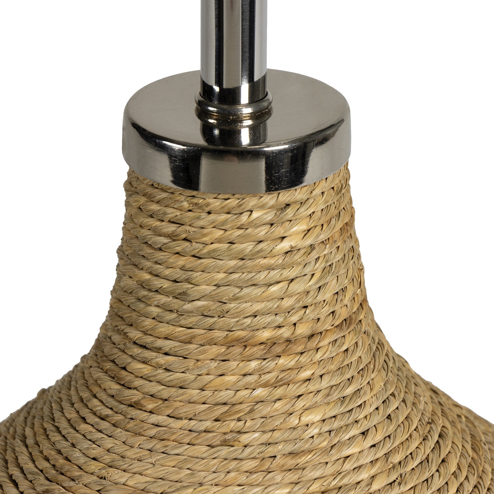 Handcrafted Jute Table Lamp with Black Stripes - Image 2