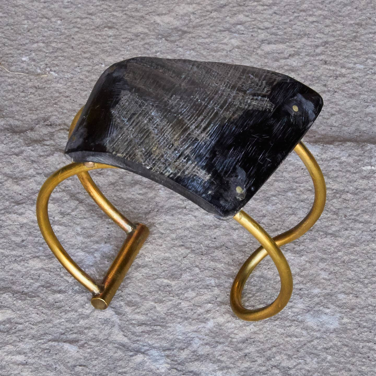 One-of-a-Kind Horn Accent Brass Bangle - Image 5