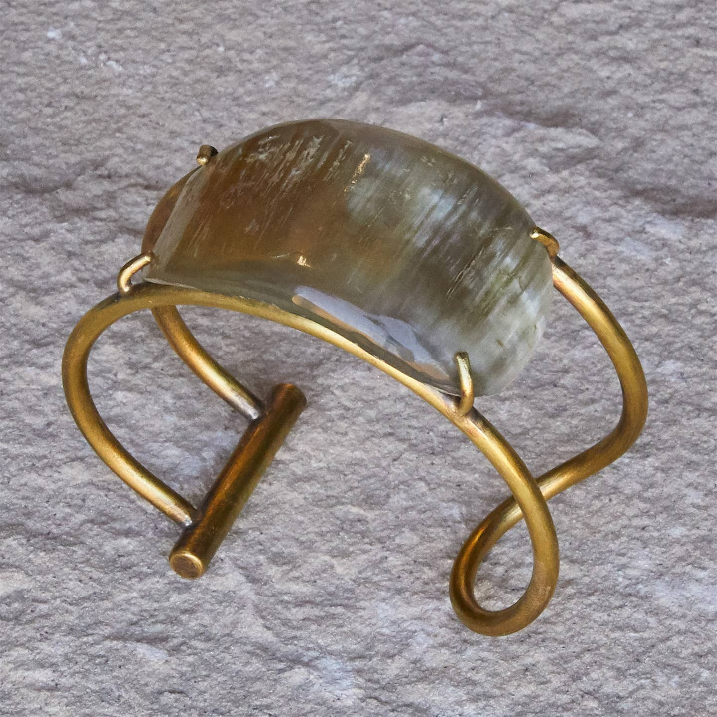 One-of-a-Kind Horn Accent Brass Bangle - Image 9
