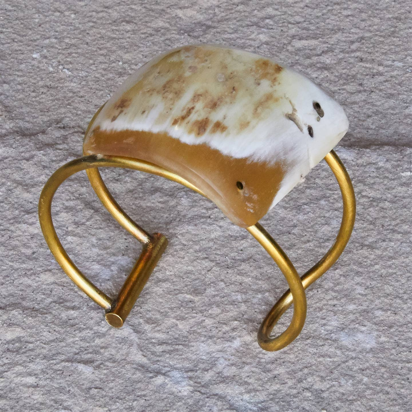 One-of-a-Kind Horn Accent Brass Bangle - Image 7