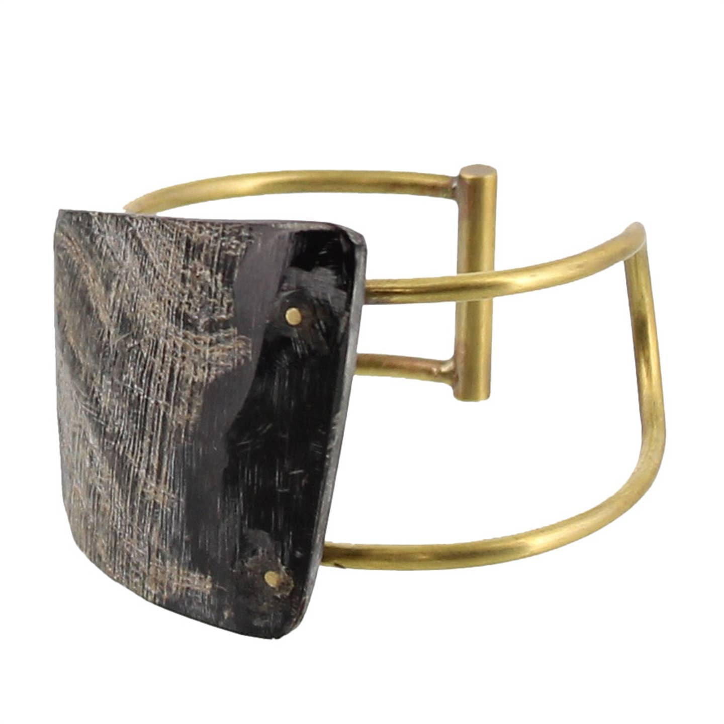 One-of-a-Kind Horn Accent Brass Bangle - Image 4