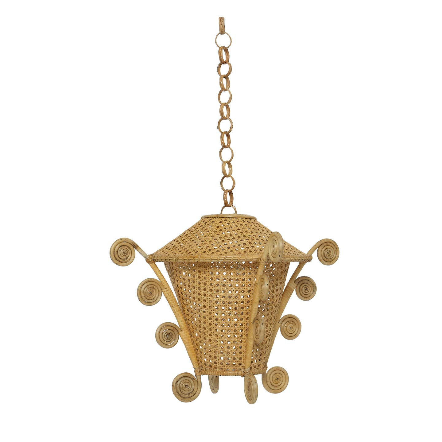 Lantern-Style Rattan Hanging Light Fixture