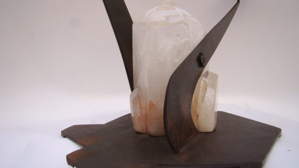 Crystal Clarity: Clear Quartz & Metal Candle Stand