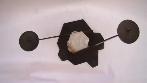 Crystal Clarity: Clear Quartz & Metal Candle Stand