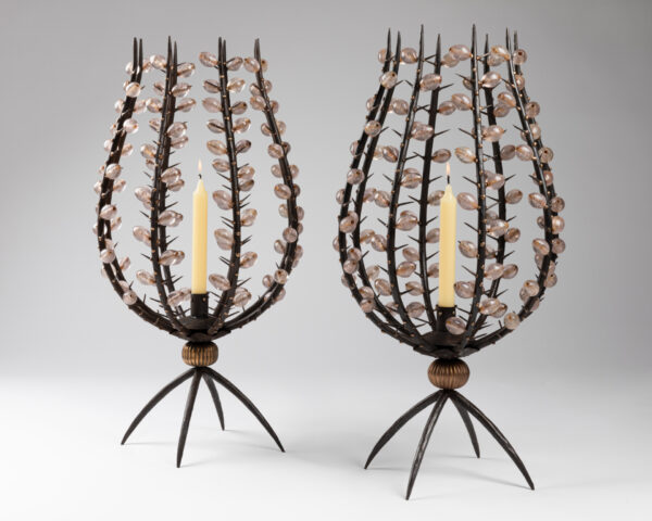 BEADED METAL CANDLE HOLDER