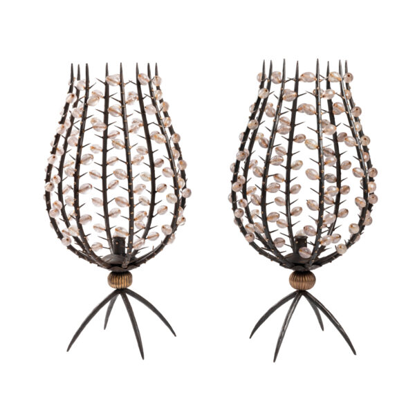 BEADED METAL CANDLE HOLDER