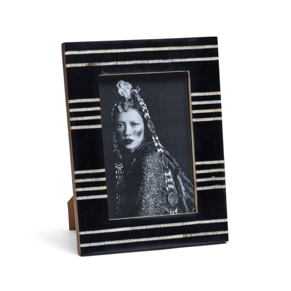 Black Resin Striped Horn Inlay Photo Frame