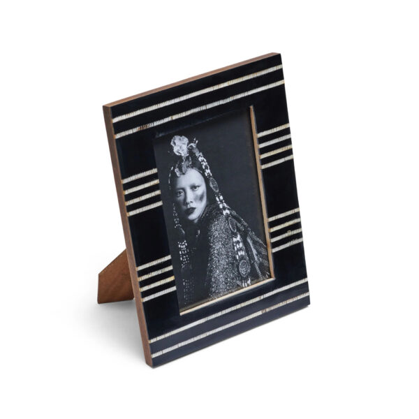 Black Resin Striped Horn Inlay Photo Frame