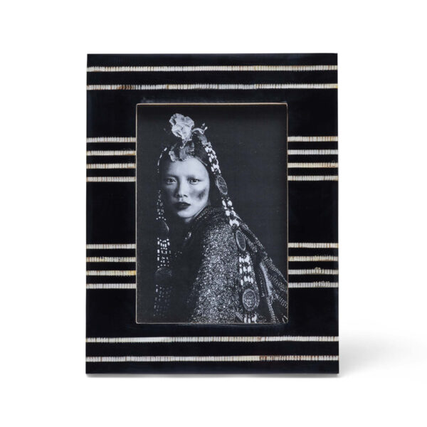 Black Resin Striped Horn Inlay Photo Frame