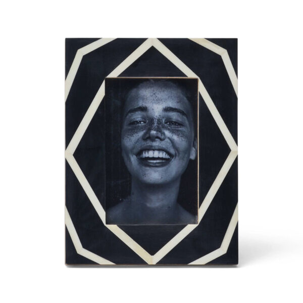 Sleek Sophistication: Striped Bone Inlay Photo Frame