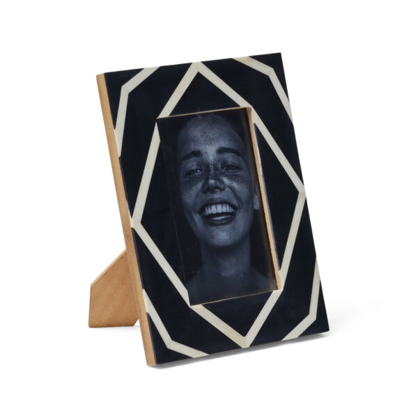 Sleek Sophistication: Striped Bone Inlay Photo Frame