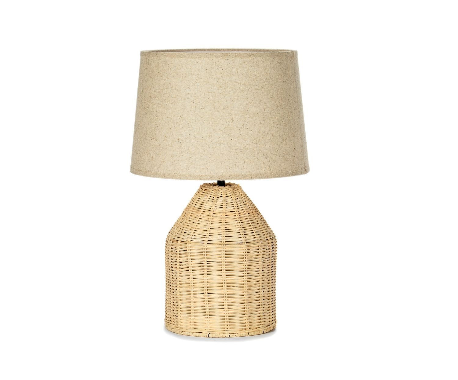 Artisan Rattan Lamp with Neutral Fabric Shade