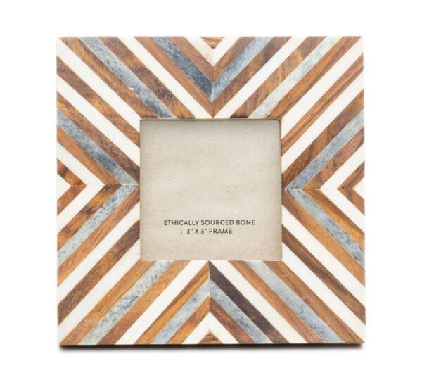 Bold Elegance: Striped Pattern Bone Inlay Photo Frame