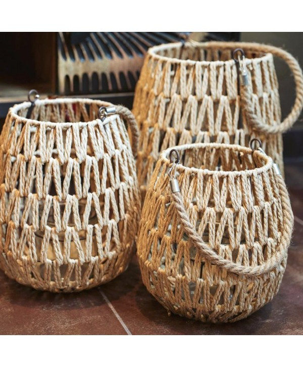 Artisan Wicker Lantern with Glass Holder - Image 2