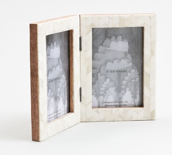 Bone Inlay Dual-Door Photo Frame – A Timeless Keepsake